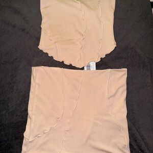 White Fox Boutique Tan Skirt Set